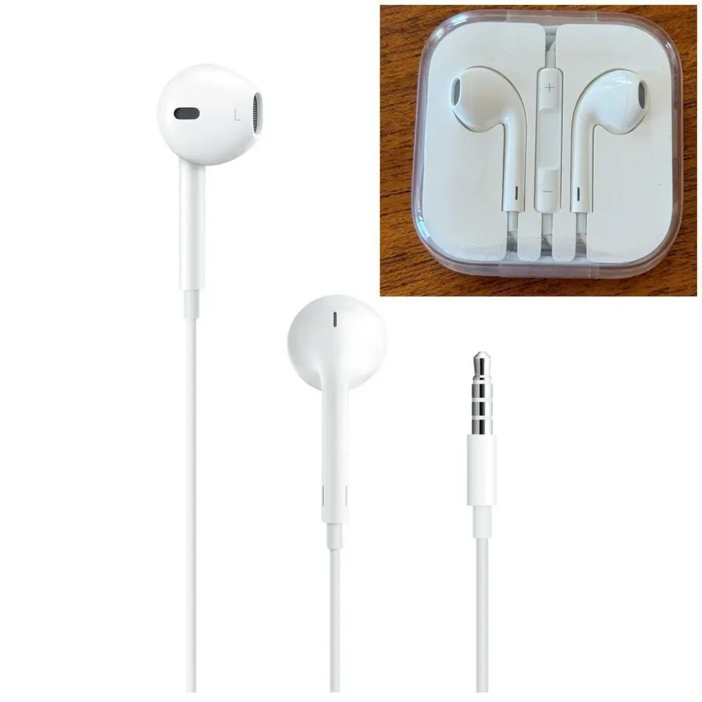 New Apple White Wired EarPods (3.5mm Headphone Plug) with Case